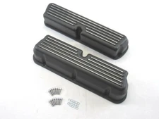Ford 289 302 351 Aluminum Tall Finned Valve Covers No Hole Black E41202BK