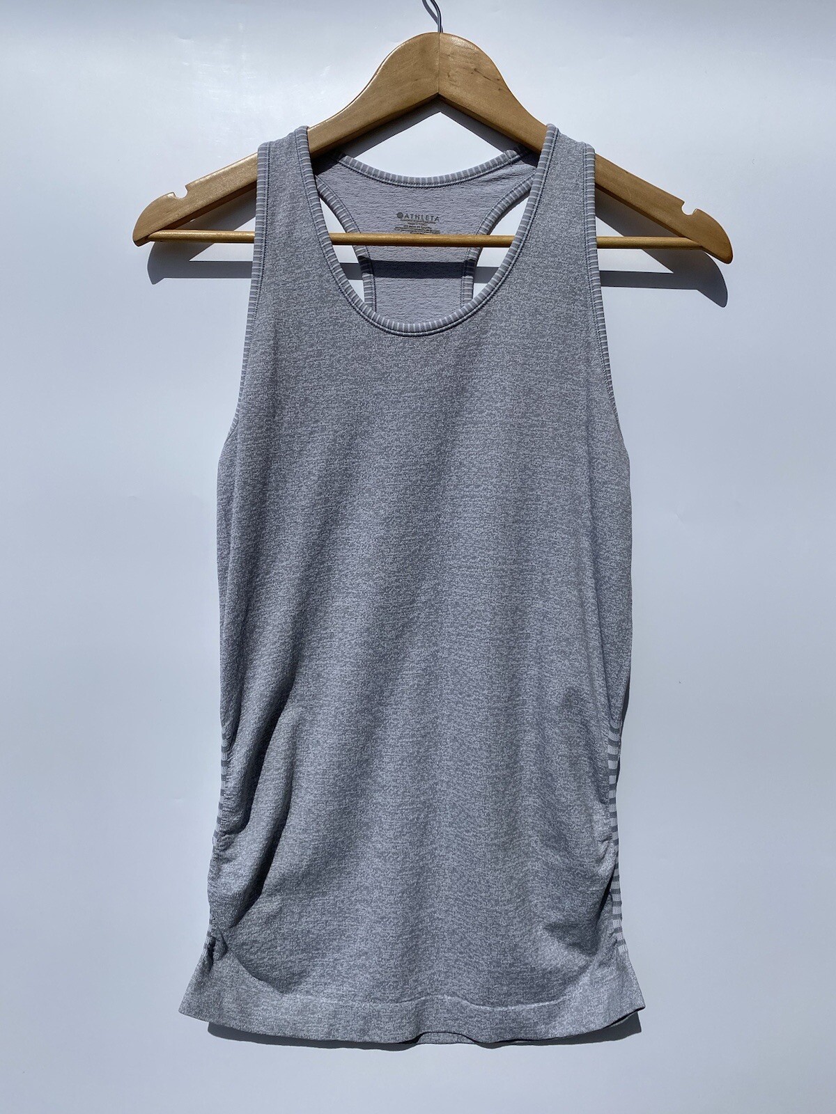 Athleta Gray  Solid Ruched Tank Top RackerBack  S… - image 1