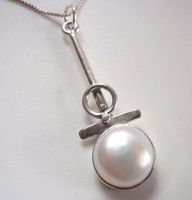 Cultured Pearl Cross 925 Sterling Silver Necklace