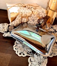 Vintage Silent Butler Crumb Catcher Chrome w/ Wood Handle