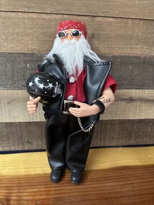 Motorcycle Biker Santa Claus Figure 16”