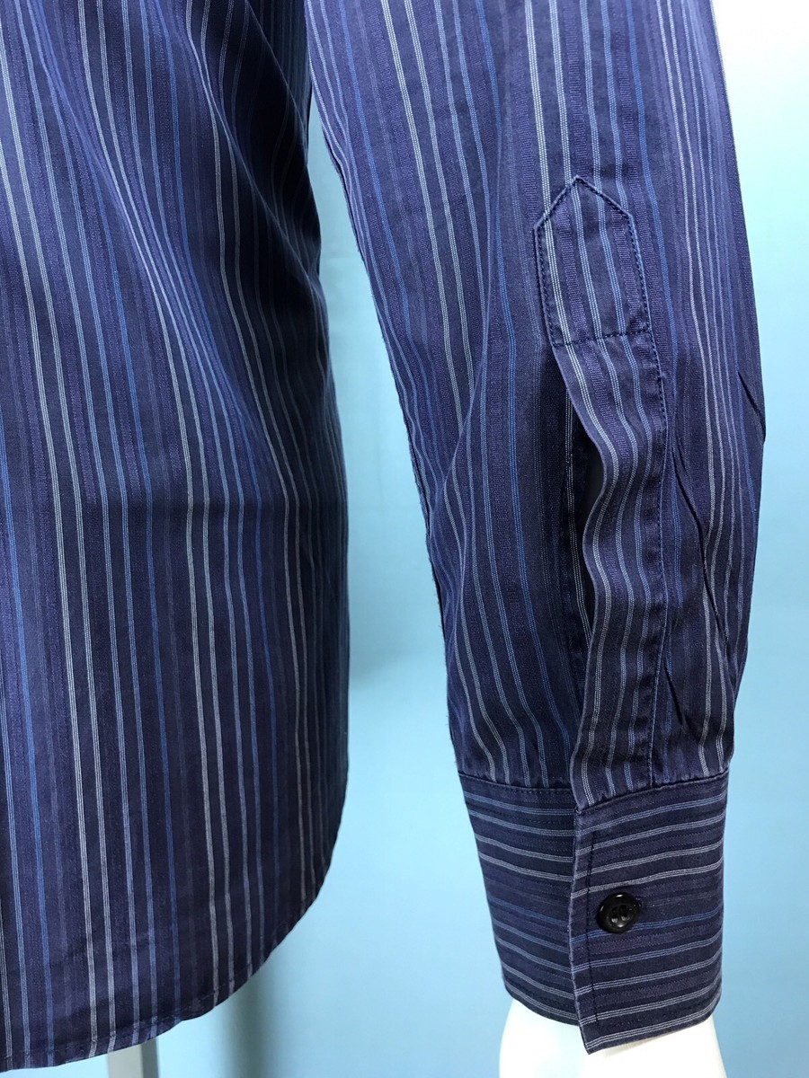 Chemise Homme Grande Taille Co-op Barneys NY - Rayée Bleu Marine/paon/blanc, Coton, Taille L, Occasion Très Bon état