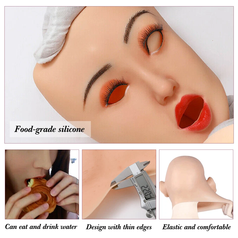 Realistic Silicone Female Head Mask Crossdresser Face Mask For women For Cosplay - Image 2 of 4