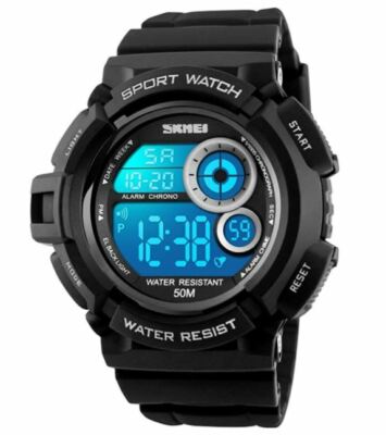 FeiWen Men's Multifunction Sports Watch Plastic Case with Rubber Strap 50M