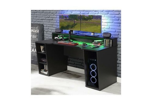 Computertisch Gaming PC-Tisch 1 Tezaur Schreibtisch schwarz matt mit Beleuchtung - Bild 8 von 13