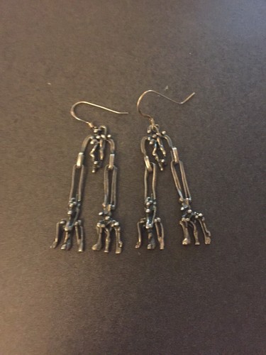 ANTIQUE DESIGNER STERLING SILVER DANGLE EARRINGS - Picture 3 of 7