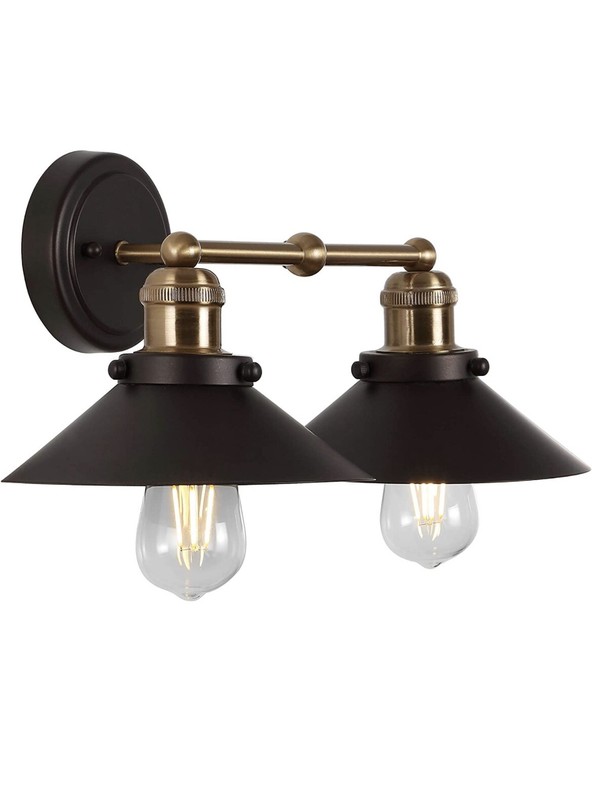 Jonathan July 17.5 in. 2-Light Oil Rubbed Bronze/Brass Gold Metal Vanity Light