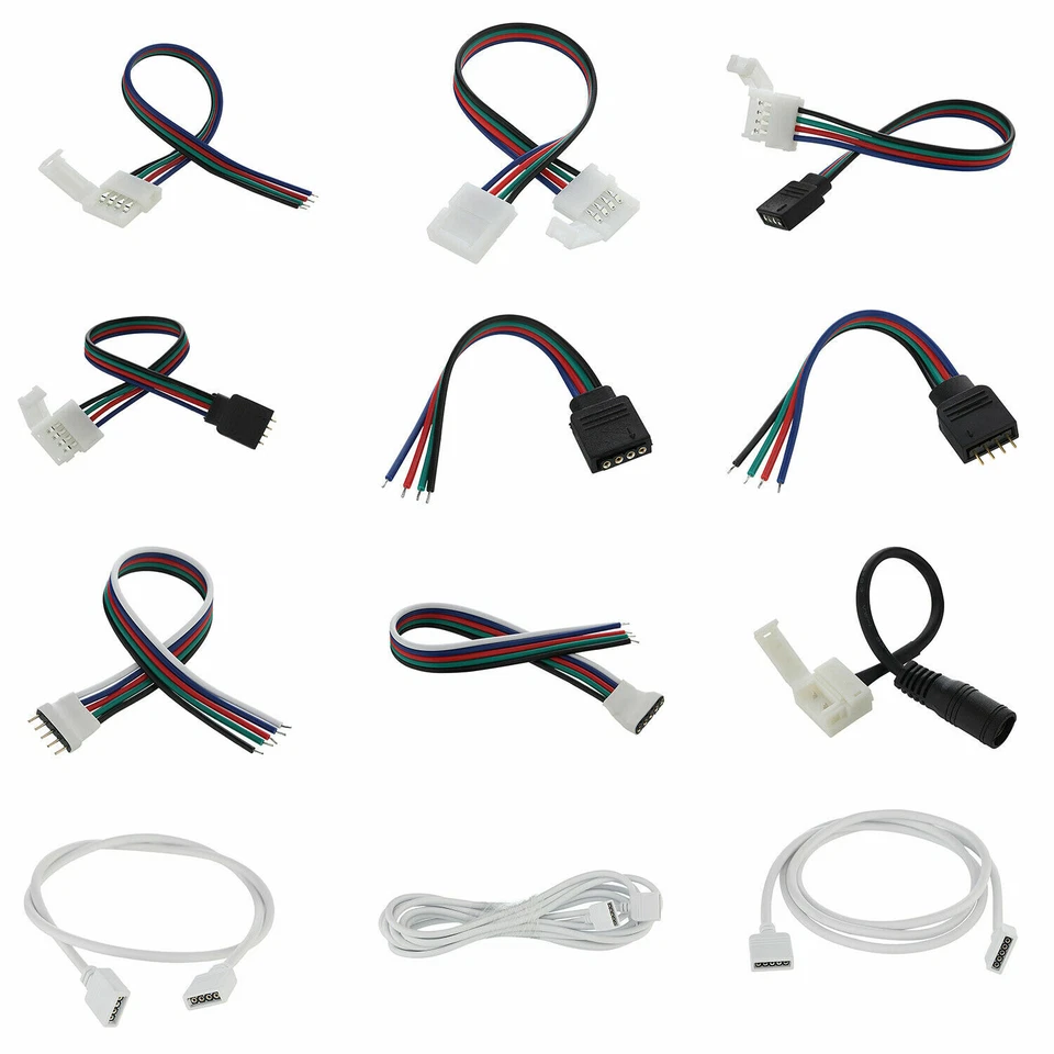 2Pin 4Pin LED Strip RGB Extension Cable Wire Adapter Clip Connector 8mm 10mm - Image 2 of 4