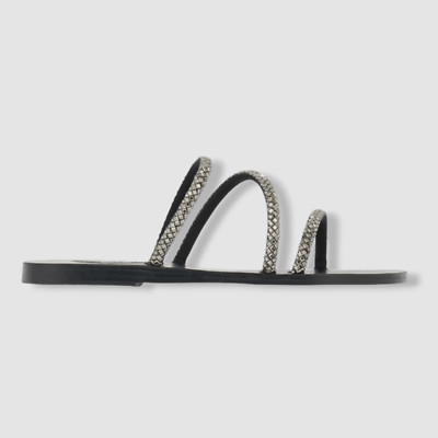 $295 Ancient Greek Sandals Women's Black Polytimi Flat Sandals Shoes Size 39