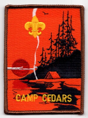 Camp Cedars Mid-America Cedar Bluffs, NE Patch Orange Boy Scouts BSA 3x4''