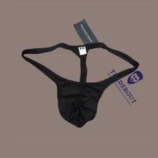 N2N Bodywear Men black micro X mesh see through Thong underwear size M L XL