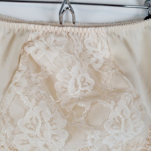 Vintage Olga Slip Höschen Large Second Skin Spitze Overlay beige hoher Bund 40010 - Bild 3 von 11