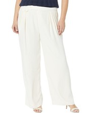 LAUREN Ralph Lauren Cream Pleated Georgette Wide-Leg Pants L65801 Plus Size 20W