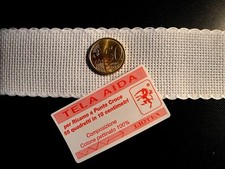 1 metro Bordo Bordura Fascia in tela aida 55 da ricamare H. 4,9 cm colore bianco