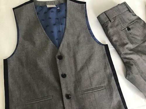 NEXT SIGNATURE BOYS GREY SUIT TROUSERS + WAISTCOAT WEDDING SMART 9-10 YRS #721 - Picture 6 of 18