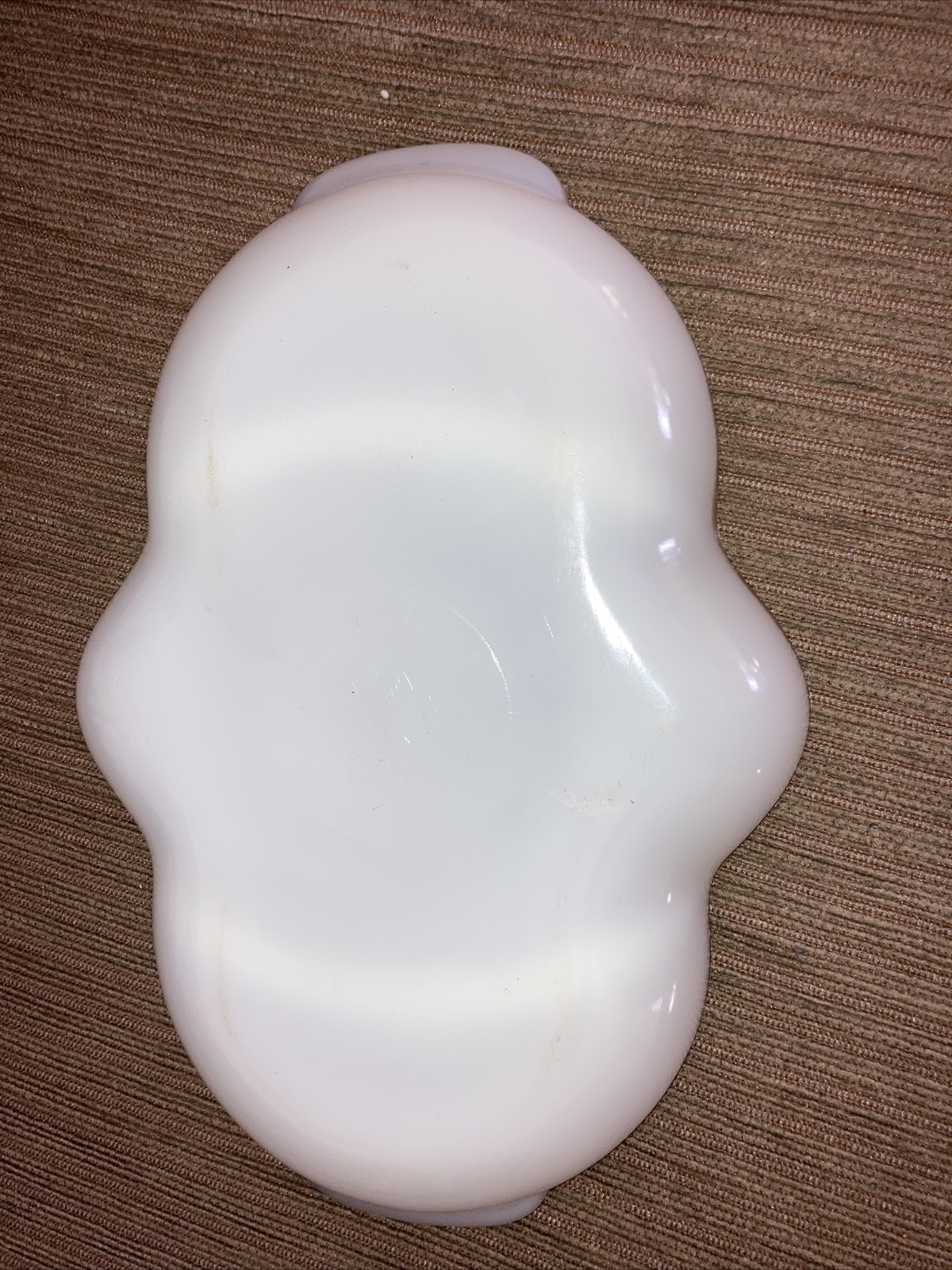 Vintage Fire King Ware White Milk Glass Divided Serving Dish Gold Trim