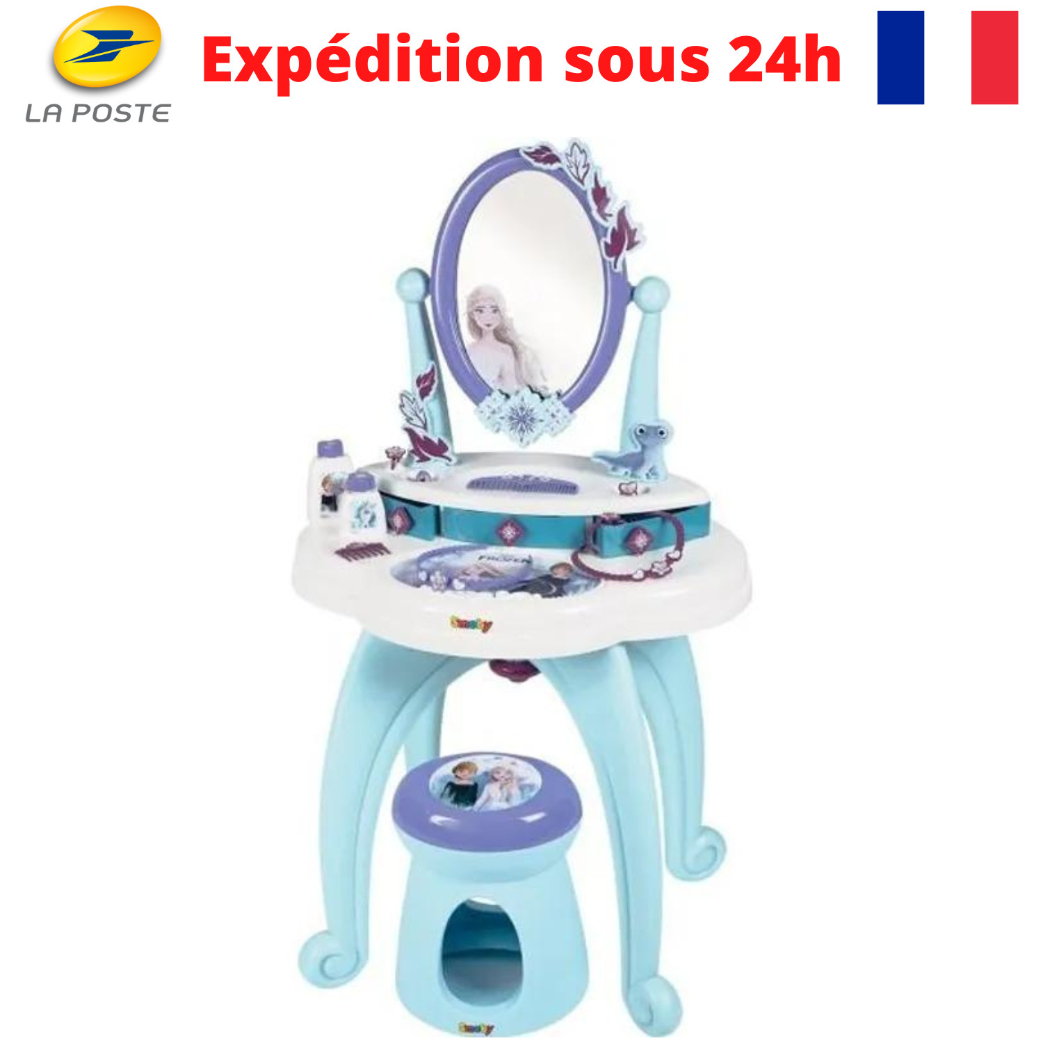 Coiffeuse Reine des Neiges 2 en 1, le cadeau d'anniversaire idéal pour enfant 3 ans