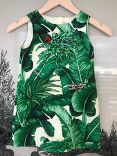 Dolce Gabbana Girl Dress Sz 11 Green With Crystals $1450