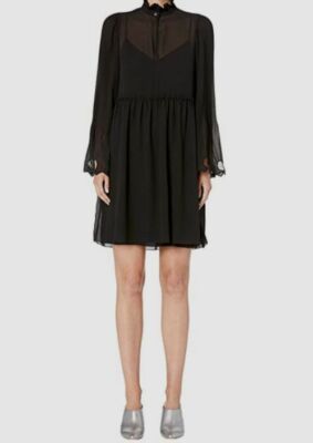 See by Chloe Embroidered Midi Dress 38 Black