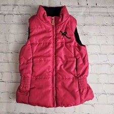 Rockawear Quilted Vest Toddler Girls 4T Hot Pink Zip Up Logo Pockets Puffer VTG