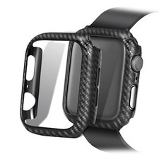 Black Carbon Fiber Case for Apple Watch Series 8 7 6 5 4 40 42 44 41 45mm Cover