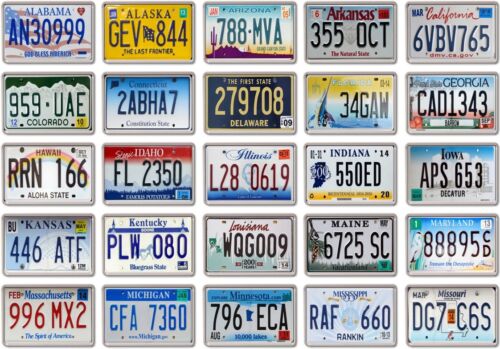 FRIDGE MAGNET - License Plates (Various Design)- US States American licence - Photo 1/27