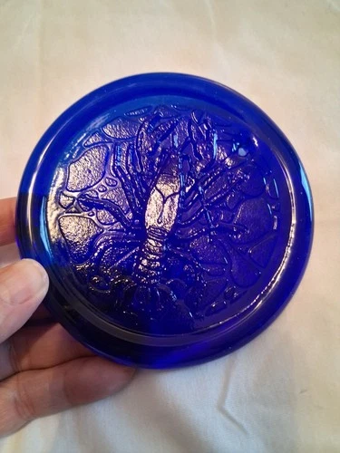 Blenko Suncatcher/Ornament Pressed Art Glass, Cobalt Blue, Scorpion ,  3"