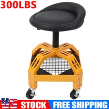 Rolling Garage Stool 300LBS Adjustable Height Mechanic Work Shop Seat w/ Casters