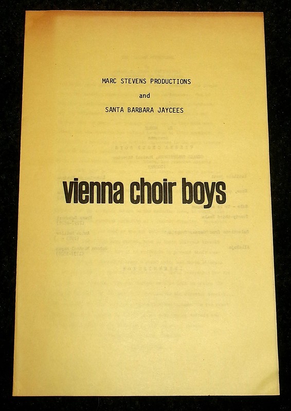 Vienna Choir Boys 1970s Program Santa Barbara CA nice