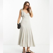 ASOS Design linen tie strap swing maxi sundress