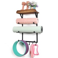 Yoga Mat Holder Wall Mount,17" x 28" Yoga Mat Rack Home Gym , Storage for Foa...