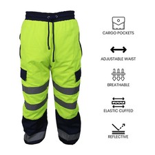 WORK WEAR SAFETY COMBAT TROUSERS HI VIZ VIS BOTTOMS REFLECTIVE PANTS
