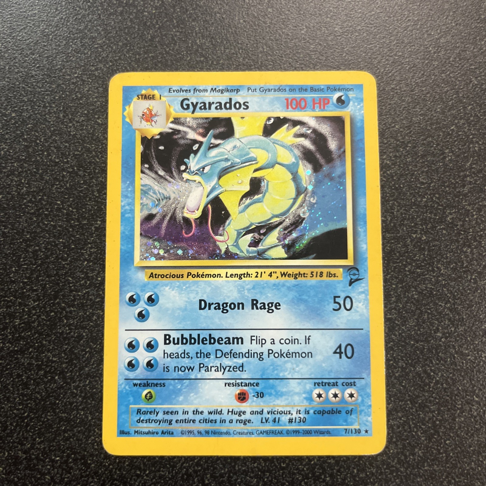 Gyarados - 7/130 - Pokemon Base Set 2 Holo Rare Card lightly played condition