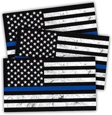 Thin Line Flag Decal, 5x3 Inch Waterproof Reflective Car Sticker Color: Black