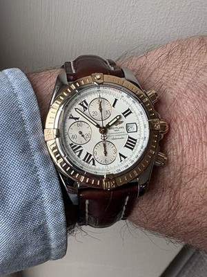 BREITLING CHRONOMAT EVOLUTION 18k ROSE/STAHL. JUST SERVICED AT BREITLING
