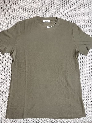 NN. 07 Shirt Mens M White Green Waffle Knit Lightweight Crewneck Tee Casual