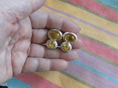 STERLING FACETED  CITRINE  EARRINGS 7/8'' MARK SPIRITO BERGDORF GOODMAN