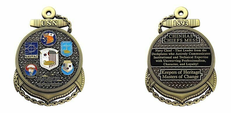 US Navy Chinhae Chiefs Mess Challenge Coin with Anchor Design CC-1763