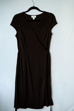 Loft womens brown dress slinky 4 travel casual tie waist office work career