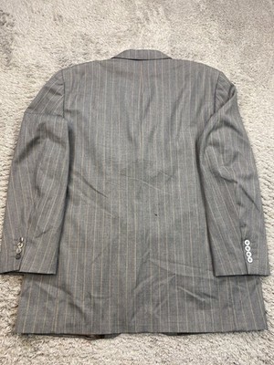 Valentino Blazer Men 48L Gray Striped Super 140s Wool Sports