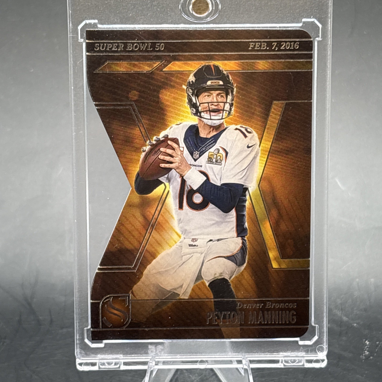 2025 Panini Silhouette Peyton Manning #3 Super Bowl 50 Die-Cut Denver Broncos
