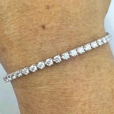 5Ct Round Cut Moissanite Womens Tennis Link Charm Bracelet 14K White Gold Plated