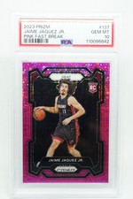 2023-24 Prizm Jaime Jaquez Jr Fast Break Pink Prizm 48/50 Miami Heat #137 PSA 10