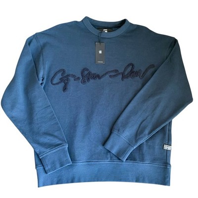 G-Star Raw Sweatshirt Men's S 100% Organic Cotton French Terry Chenille G-Script