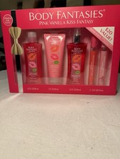 Body Fantasies Gift Set Pink Vanilla Kiss Cream Wash EDT Fragrance Spray HTF