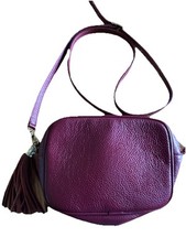 Borse In Pelle Burgundy Pebbled Leather Crossbody Bag Tassel Detail Italy