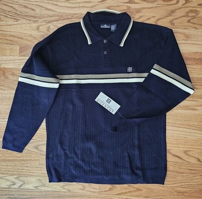 Vintage DEADSTOCK 90s Givenchy Activewear Pullover Knitwear Men XL Blue Striped 