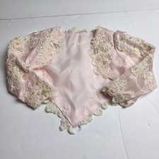 Pink Satin Bolero Shrug Kids Lace Pearl Sequin Cropped Formal Jacket Pink White