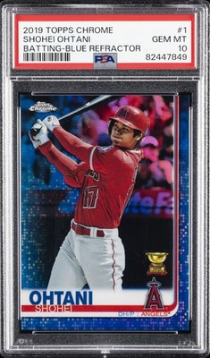 2019 TOPPS CHROME BLUE REFRACTOR #1 SHOHEI OHTANI 63/150 PSA 10
