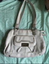 Tignanello Gray Pebbled Satchel Top Handle Zi...